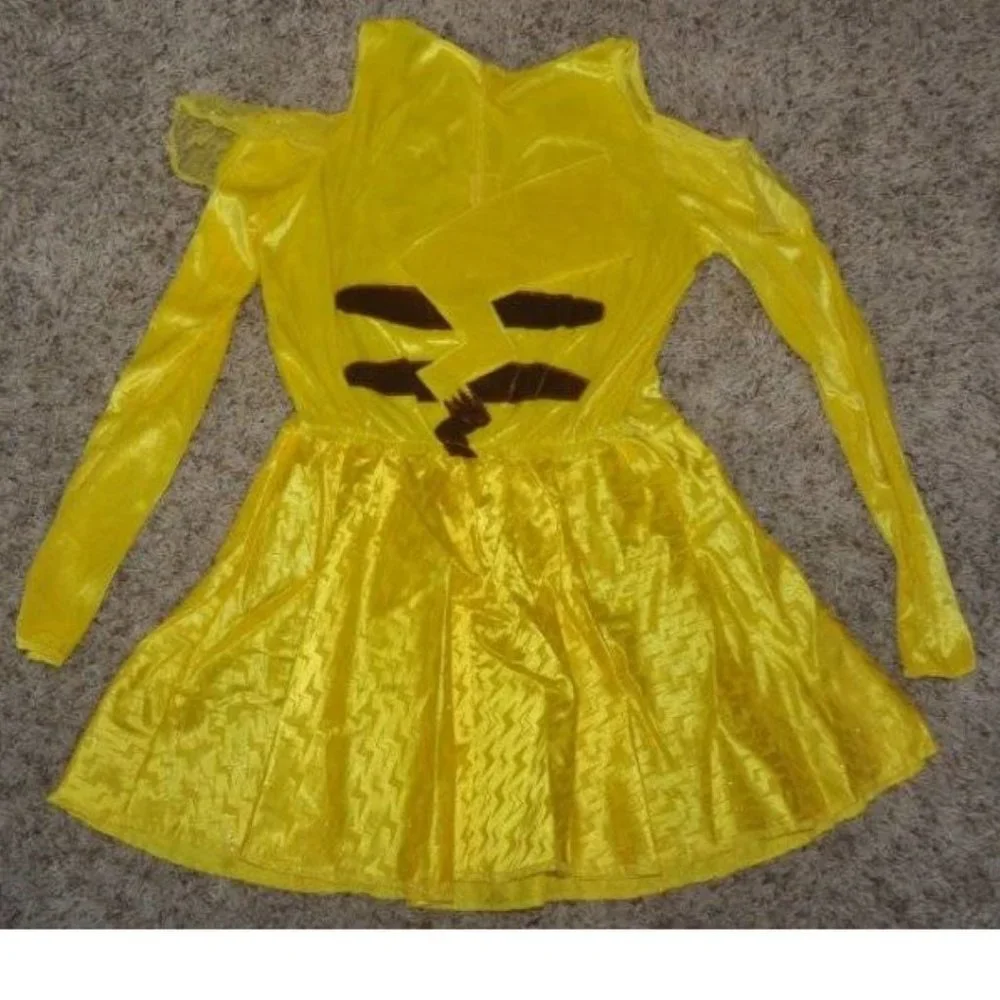 Pokemon Pikachu Halloween Costume 10/12 Yellow Dress Leggings Headband Girls